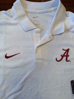 Nike White Polo with Red Alabama 'A' and Red Swoosh